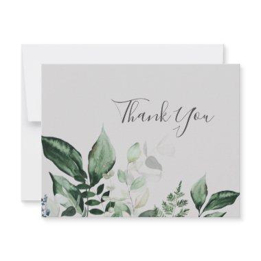 Emerald Greenery | Gray Thank You Invitations