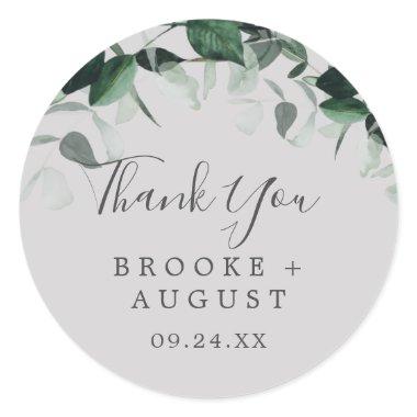 Emerald Greenery | Gray Thank You Favor Sticker