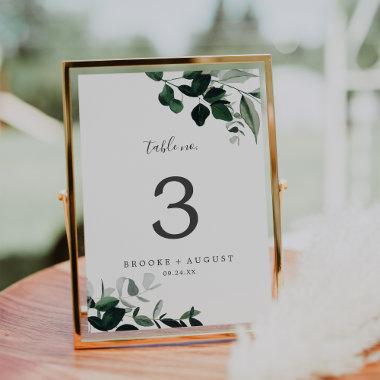 Emerald Greenery Table Number