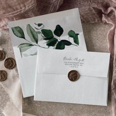 Emerald Greenery Wedding Invitations Envelope