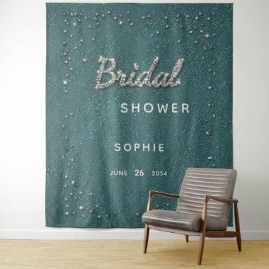 Emerald Sparkle Glitter Bridal Shower Backdrop