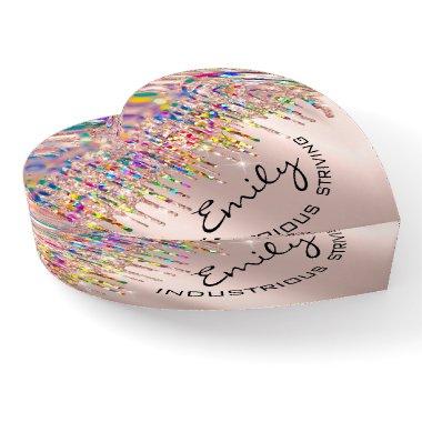 Emily Holographic Rose Unicorn Heart Name Meaning Paperweight