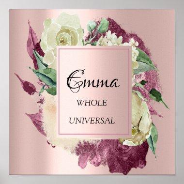 Emma Name Meaning Marsala Pink Roses Bridal Poster