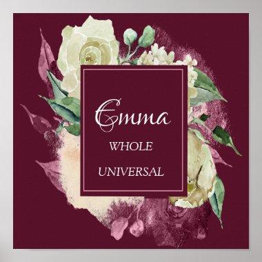 Emma Name Meaning Marsala Roses Bridal Gift Poster