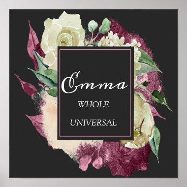 Emma Name Meaning Royal Roses Mint Green Poster