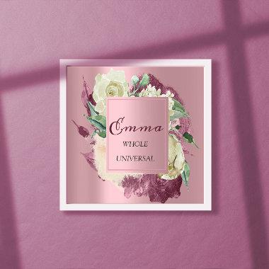 Emma Name Meaning Royal Roses Mint Pink Poster
