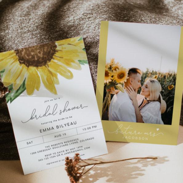 EMMA Rustic Sunflower Floral Country Bridal Shower Invitations
