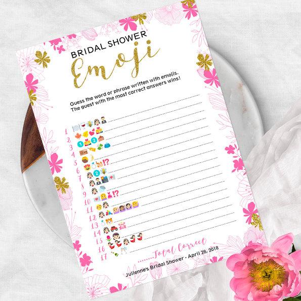 Emoji Pictionary Bridal Shower Game | Pink Floral