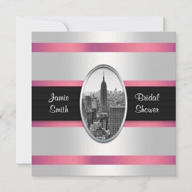Empire State Building Shower Invite White Pink