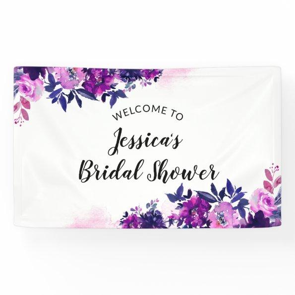 Enchanted Floral Purple Bridal Shower Welcome Banner
