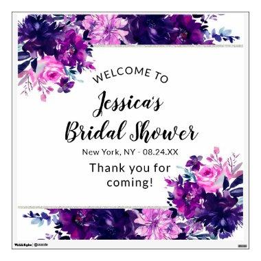 Enchanted Floral Purple Bridal Shower Welcome Wall Decal