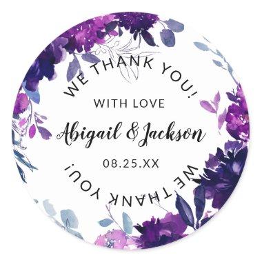 Enchanted Floral Wedding Thank You with Love Favor Classic Round Sticker
