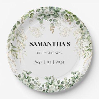 Enchanted Foliage Gold & Green  Paper Plates