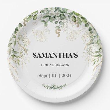 Enchanted Foliage Gold & Green  Paper Plates