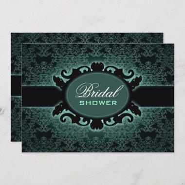 Enchanted Forest Green Gothic Bridal Shower Invitations