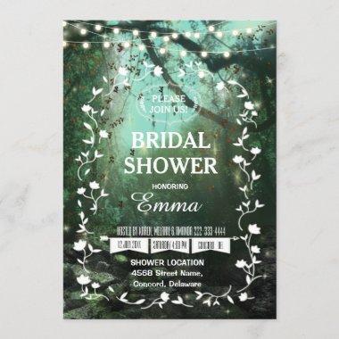 Enchanted Forest Lights Rustic Bridal Shower Invitations