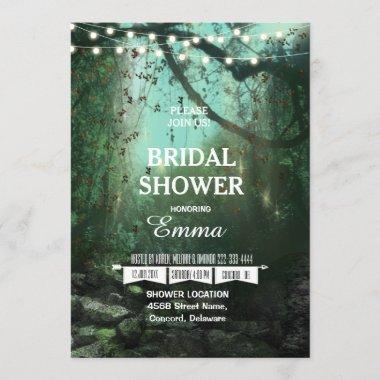 Enchanted Forest Lights Rustic Bridal Shower Invitations