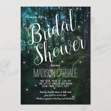 Enchanted Forest Trees Fairy Lights Bridal Shower Invitations