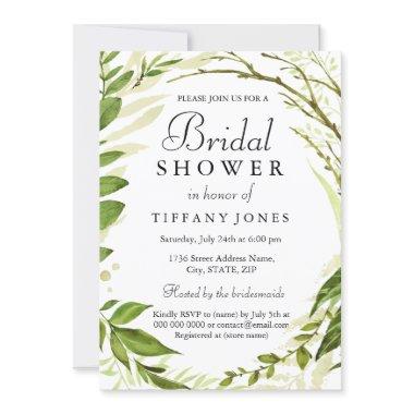 Enchanted Forrest Leaf Wreath Bridal Shower Invite