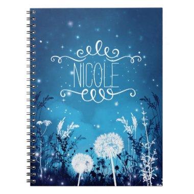Enchanted Night Sky Stars & Foliage Blue Journal