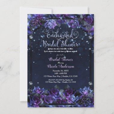Enchanted Purple Fantasy Roses Bridal Shower Invitations