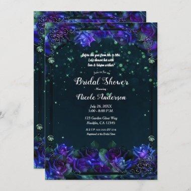 Enchanted Purple Green Garden Glow Bridal  Invitations