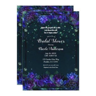 Enchanted Purple Green Garden Glow Bridal  Invitations