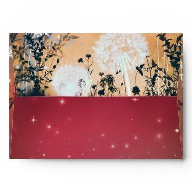 Enchanted Red Evening Sky Stars & Foliage Rustic Envelope