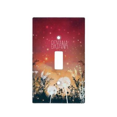 Enchanted Red Evening Sky Stars & Foliage Rustic Light Switch Cover