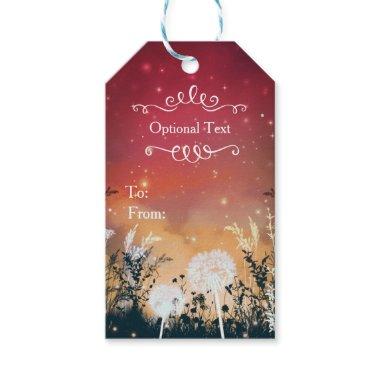Enchanted Red Evening Sky Stars & Foliage Wedding Gift Tags