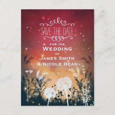 Enchanted Red Sky Stars & Foliage Save The Date Announcement PostInvitations