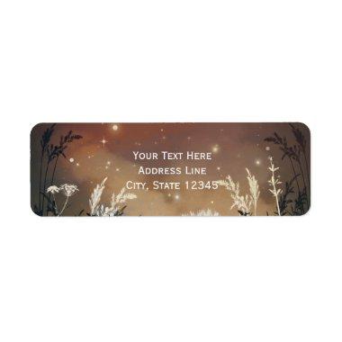 Enchanted Rustic Night Sky Stars & Foliage Wedding Label