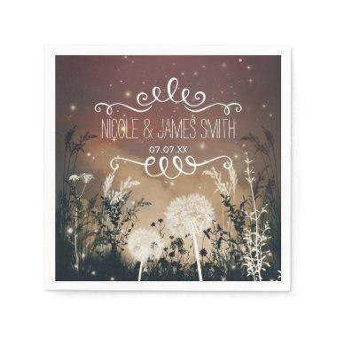 Enchanted Rustic Night Sky Stars & Foliage Wedding Napkins