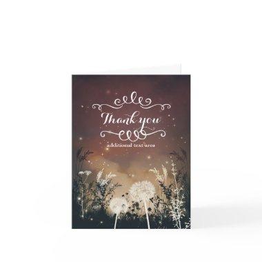 Enchanted Rustic Night Sky Stars & Foliage Wedding Thank You Invitations