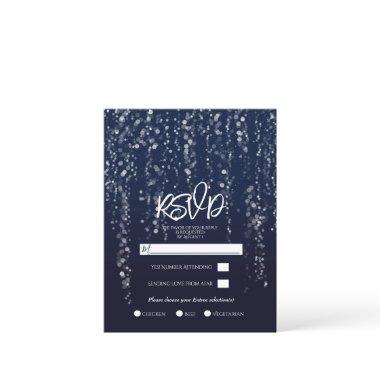 Enchanted Star Lights Silver Blue Sweet 16 RSVP