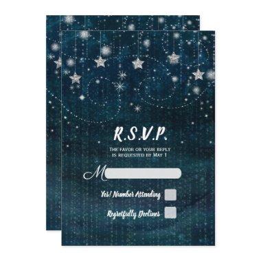 Enchanted Starry Night Silver & Blue Party RSVP