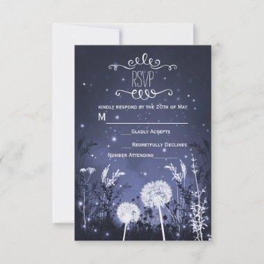 Enchanted Twilight Sky Stars & Foliage RSVP card