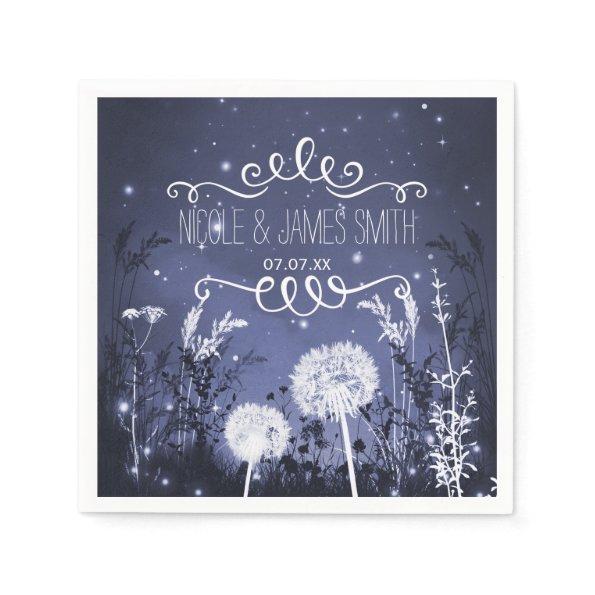 Enchanted Twilight Sky Stars & Foliage Wedding Napkins