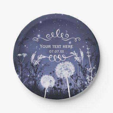 Enchanted Twilight Sky Stars & Foliage Wedding Paper Plates