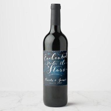 ENCHANTED UNDER THE STARS Starry Blue Wine Wine Label
