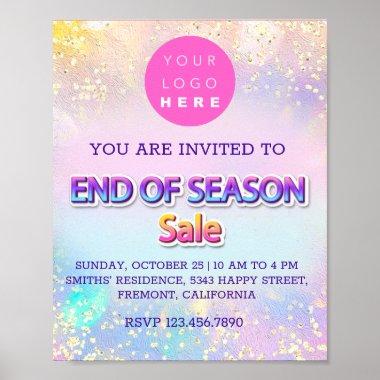 End of Season Sale Glitter Drips Holograph Logo Poster
