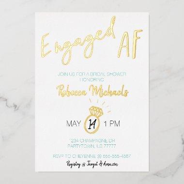 Engaged AF Gold Metallic Script  Foil