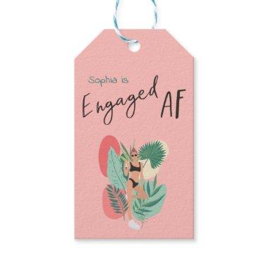 Engaged AF Pink & Black Bachelorette Bridal Shower Gift Tags