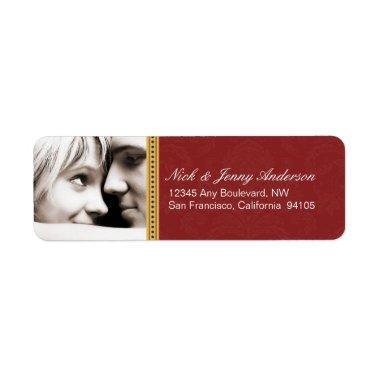 Engaged Photo Return Address Label (maroon)