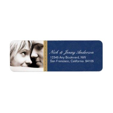 Engaged Photo Return Address Label (navy)