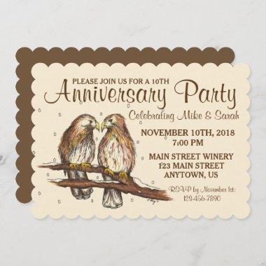 Engagement Anniversary Party Love Birds Hawks Invitations