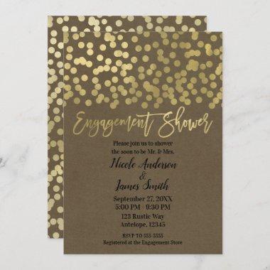 Engagement Shower Gold Modern Chic Rustic Kraft Invitations