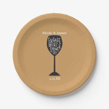 ENGAGEMENT SHOWER Wine Glass ANY COLOR Plates