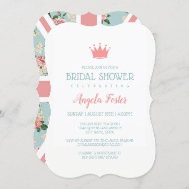 English Roses Union Jack Bridal Shower Invitations