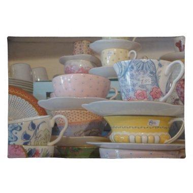 English Tea Cups Cloth Placemat